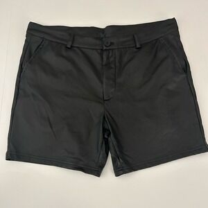 Floerns Black Flat Front Faux Leather Shorts XL